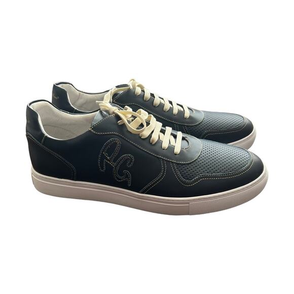 Robert Graham Barrelman Leather Sneakers In Navy Blue Size 11 - Picture 1 of 13